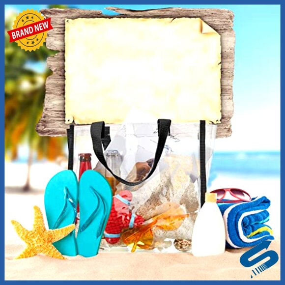 Clear PVC Tote Bags Bulk Pack Stadium Approved See Through Travel Beach - Picture 6 of 7